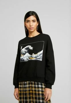 Meilleure affaire 🌟 Produit de première qualité Even&Odd Wave Printed Oversized Sweatshirt - Sweatshirt pulls et gilets col rond femme ❤️