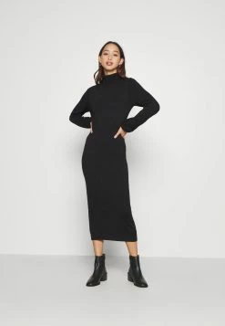 Meilleure vente ✔️ Prix De Lancement Even&Odd Robe pull - black robes col roulé femme 😉