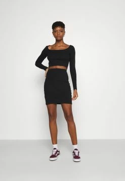 Vente flash 🤩 Even&Odd SET - Boat neck long sleeves crop top with mini high waisted 👗 skirt - Minijupe Qualité garantie 100% t-shirts et tops encolure large ronde femme 😀