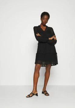 Tout neuf 💯 Prix Jamais Vus Even&Odd DOBBY MESH LONG SLEEVES LOOSE FIT MINI 👗 DRESS - Robe de jour robes col en v femme 🔥