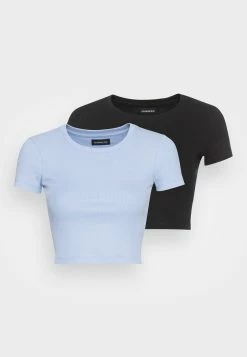 Meilleure vente 👏 Produit de première qualité Even&Odd 2PACK - T-shirt basique - black/light blue t-shirts et tops col rond femme 😉 -Even&Odd Soldes Boutique 644b19158b7541cca0658b6d005574f1