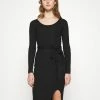 Promo ❤️ Even&Odd KNIT BELTED MIDI 👗 DRESS WITH SLIT - Robe fourreau Bas Prix robes encolure large ronde femme 🧨
