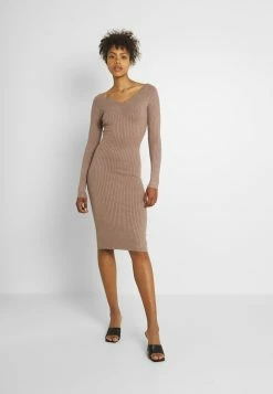 Le moins cher 💯 Soldes Even&Odd KNIT V NECK MIDI BODYCON 👗 DRESS - Robe fourreau robes col en v femme 🔥
