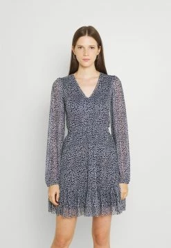 Tout neuf 🎁 Even&Odd Prix Cassé CINTERED V NECK ALL OVER MESH MINI VOLANT 👗 DRESS - Robe de jour robes col en v profond femme 🤩