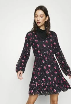 Bon marché 🥰 Even&Odd CINTERED V NECK ALL OVER MESH MINI VOLANT 👗 DRESS - Robe de jour Produit de première qualité robes col en v profond femme 😉