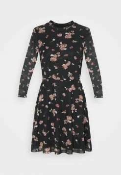 Grosses soldes 🧨 Meilleure qualité Even&Odd FLARED ALL OVER MESH MINI 👗 DRESS - Robe de jour robes col rond femme 😀